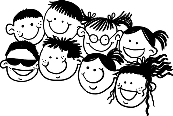 Preview of Group of Happy Smiling Children - Free Doodle Clipart