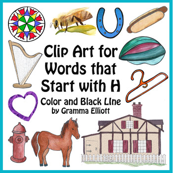Preview of H Phonics Clip Art Realistic Color and BW