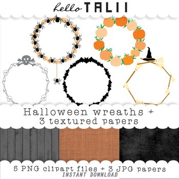Preview of Halloween WREATHS + 3 textured papers