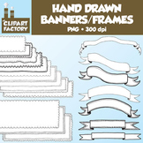 Clip Art: Hand Drawn Banners and Frames - 20 Digital Banne