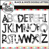 Clip Art: Hand-Drawn Doodle Letters in Black & White