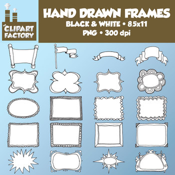 Preview of Clip Art: Hand Drawn Frames, Borders, Headers - 20 Fun Decorative Frames