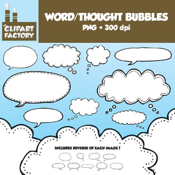 Preview of Clip Art: Hand Drawn Word/Thought Bubbles-18 Total bubbles