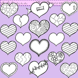 Clip Art Hearts in black and white