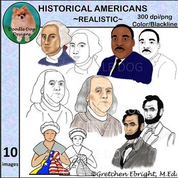 Preview of Clip Art: Historical Americans, American Historical Figures, Famous Americans