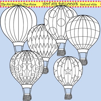 Preview of Clip Art Hot Air Balloons black and white