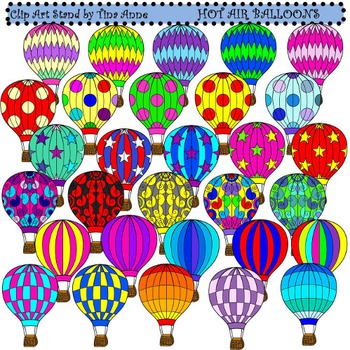 Preview of Clip Art Hot Air Balloons Combo