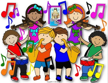 Preview of Clip Art~ Joyful Noise Music Kids with Instruments