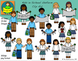 Clip Art: Kids in School Uniform Set