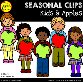 Preview of Clip Art: Kids with Apples