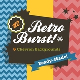 Clip Art Kit: Backgrounds+Labels Retro Burst Chevron Ready