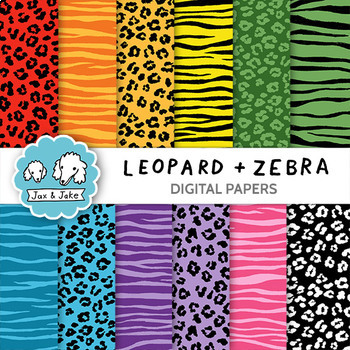Preview of Leopard and Zebra Print Digital Papers - Safari Theme Animal Print Clipart
