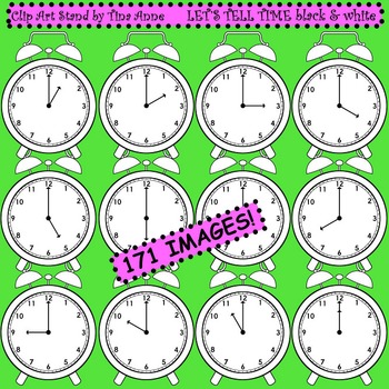 Preview of Clip Art Let’s Tell Time black and white