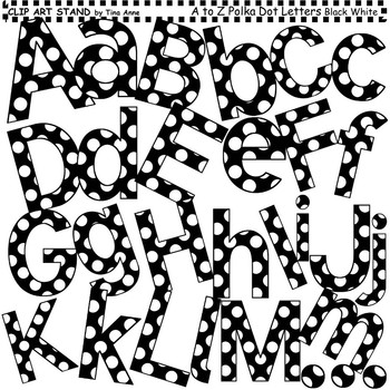 clip art letters and punctuation polka dots black and white tpt
