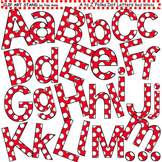 Clip Art Letters and Punctuation Polka Dots Red and White