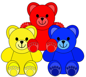Clip Art--Little Colored Bears by Thematic Teacher | TpT