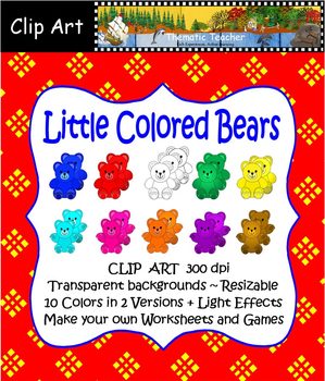 Preview of Clip Art--Little Colored Bears