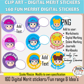 Preview of Merrit Sticker Clipart, Reward Stickers, Digital Merit Stickers, Teacher Sticker