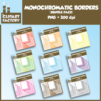 Preview of Clip Art: Monochromatic Border Bundle-Assorted Colors - 180 Digital Borders