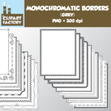 Clip Art: Monochromatic Digital Borders-Grey - 20 Borders