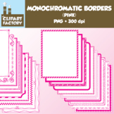Clip Art: Monochromatic Digital Borders-Pink - 20 Borders