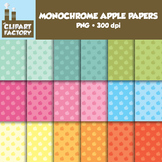 Clip Art: Monochrome Apple Pattern backgrounds - 18 Digita