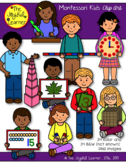Clip Art: Montessori Kids (34 color & 34 BW Images)