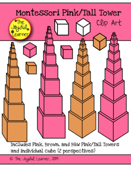 Preview of Clip Art: Montessori Pink or Tall Tower