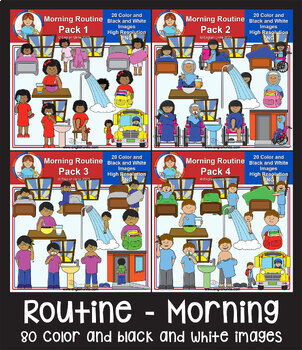 Preview of Clip Art - Morning Routine Sequence Bundle
