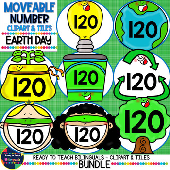 Preview of Clip Art Moveable NUMBER TILES: EARTH DAY BUNDLE - 8 Sets / 1024 ITEMS