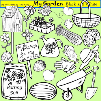 Preview of Clip Art My Garden in black and white