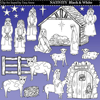 Preview of Clip Art Nativity Black and White