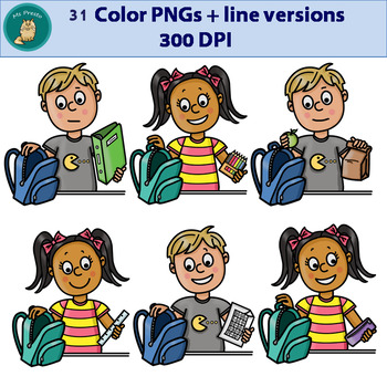 Clip Art PNGs - Packing School Bag by Ms Presto | TPT