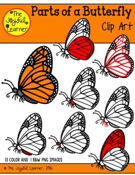 Preview of Clip Art: Parts of a Butterfly (for creating 3-Part Cards & other resources)