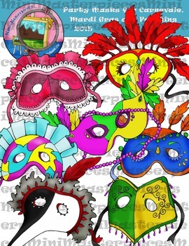 Preview of Clip Art: Party Masks for Carnevale, Mardi Gras and Fasching by HeatherSArtwork