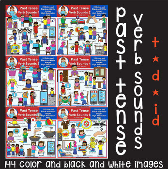 Preview of Clip Art - Past Tense Verb Sounds Bundle