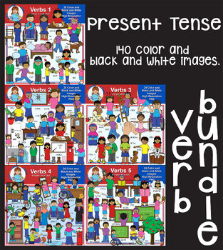 Preview of Clip Art - Present Tense Verbs Bundle