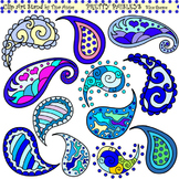 Clip Art Pretty Paisleys Blue Theme