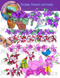 Clip Art: Purples, Flowers, and Insects