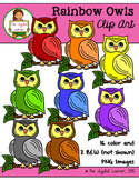 Clip Art: Rainbow Owls