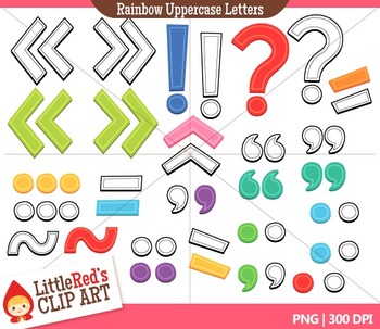 Rainbow Uppercase Letters with Punctuation Clipart by LittleRed | TpT