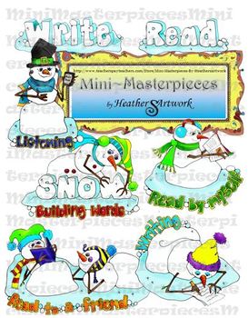 Preview of Clip Art: Reading Writing SnowFriends-Daily Reading Groups by HeatherSArtwork