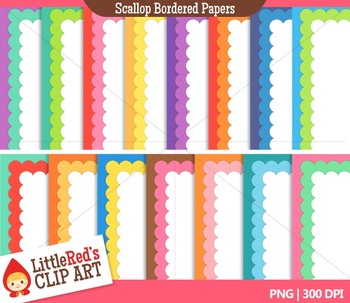 Scallop Bordered Backgrounds { Digital Paper - Clip Art } by LittleRed