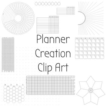 Preview of Clip Art Set for Planner Creation, Bujo, Calendar, Year planning