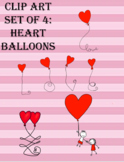 Clip Art Set of 4: Heart Shaped Balloons