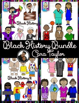 Preview of Clip Art~  Sets 1 and 2: Black History Month Now and Then Bundle