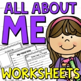 All about Me Worksheets for Back to School