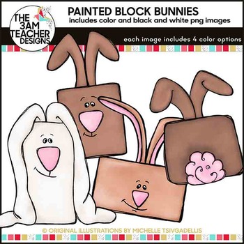 Preview of Clip Art: Spring Block Bunnies