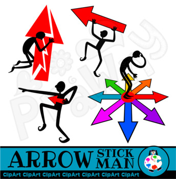 Preview of Clip Art Stick Man & Arrows