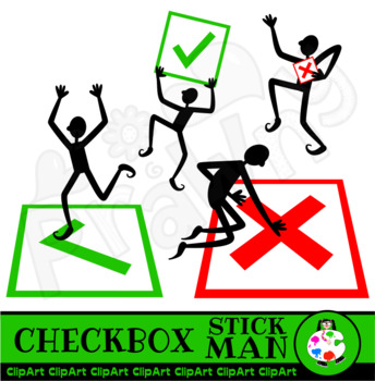 Preview of Clip Art Stick Man & Checkbox